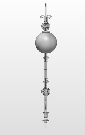 Scan 3D và thiết kế ngược mẫu đèn nhà khách chính phủ 1.7m-3