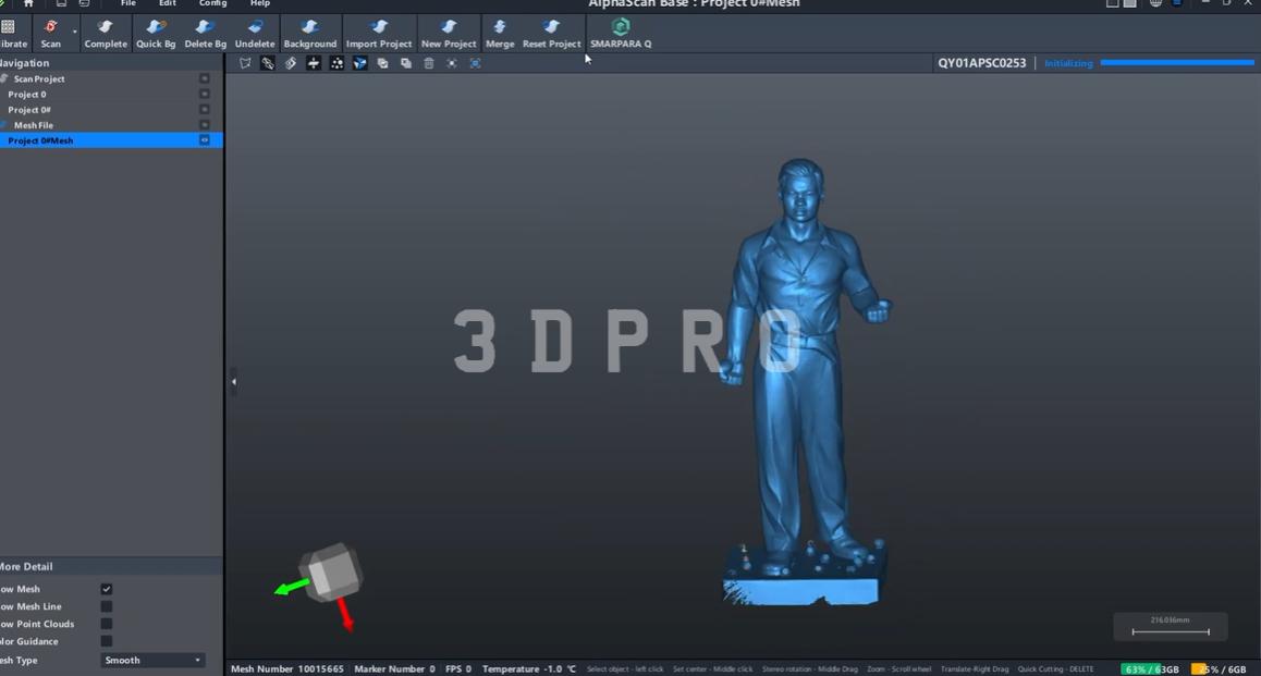 Quá trình Scan 3D thu thập hàng triệu điểm dữ liệu trên bề mặt tượng đá. 